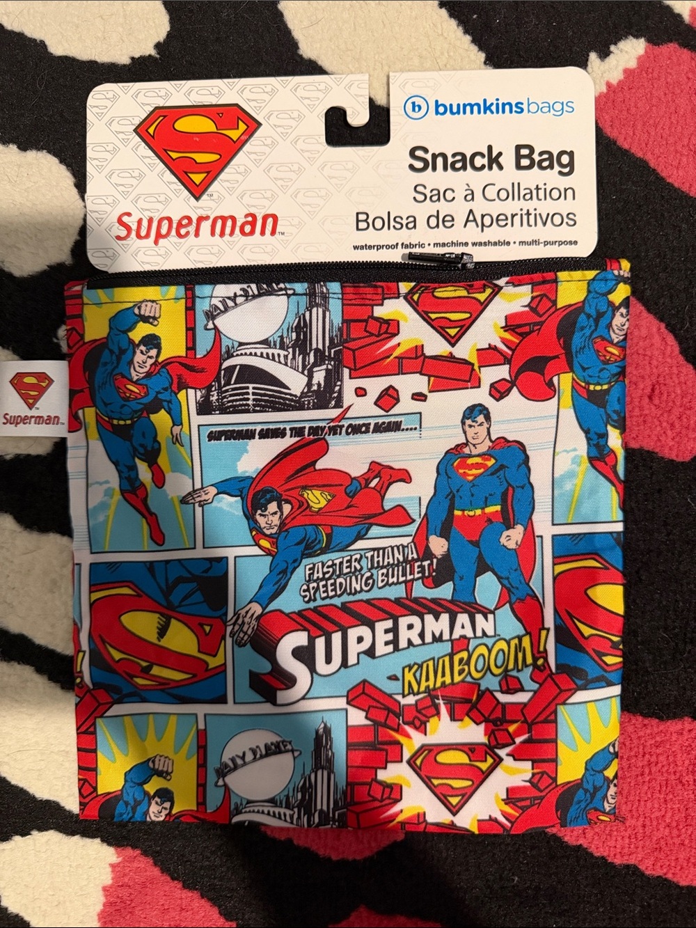 Bumkins Superman Toiletry Snack Bag - Blue, Red, Yellow, White